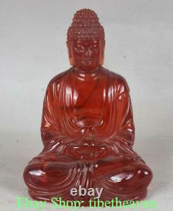 6.8 Chine Rouge Ambre Bouddhisme Shakyamuni Amitabha Tathagata Bouddha Statue