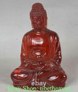 6.8 Chine Rouge Ambre Bouddhisme Shakyamuni Amitabha Tathagata Bouddha Statue