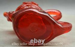 6.8 Rare Rouge Chinois Ambre Sculptée Dynastie Oiseaux De Fleur Poignée Teapot Teakttle