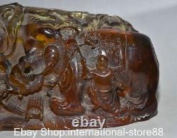 6.8 Vieux Chinois Rouge Ambre Carving Feng Shui Elephant Tongzi Sculpture