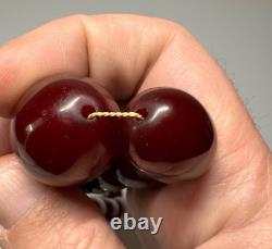 72 Grammes Collier de Perles en Ambre de Cerisier Faturan Antique Bakélite Marbré