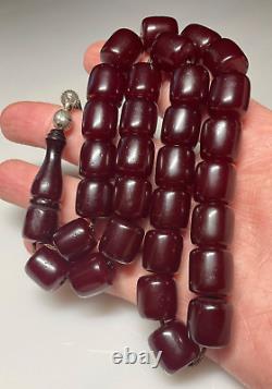 74.3 Grams Antique Faturan Cerise Bakélite Ambre Perles Rosaire