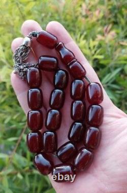 75 Grams Antique Faturan Cerise Bakélite Ambre Perles Rosaire Misbah Marbré