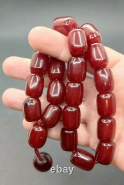 78.6 Grams Antique Faturan Cerise Ambre Maskot Rosary Perles De Prière Marbrées