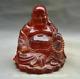 7.2 Sculpture De Bouddha Maitreya Heureux Riant En Ambre Rouge De Bouddhisme Chinois