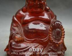 7.2 Sculpture de Bouddha Maitreya heureux riant en ambre rouge de Bouddhisme chinois