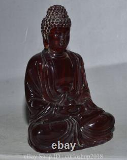 7.4 Ancien Tibet Bouddhisme Ambre Rouge Sculpté Shakyamuni Sakyamuni Bouddha Statue