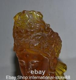 7.4 Ancienne Chine Sculpture en ambre rouge Feng Shui Statue de la déesse Kwan-yin Guan Yin