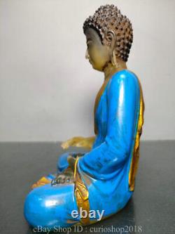 7.4 Chine Peinture En Verre Gilt Bouddhisme Siège Tathagata Amitabha Bouddha Statue