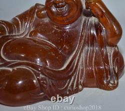7.6 Ancien Bouddhisme Sculpté Rouge Ambre Heureux Laugh Maitreya Bouddha Statue
