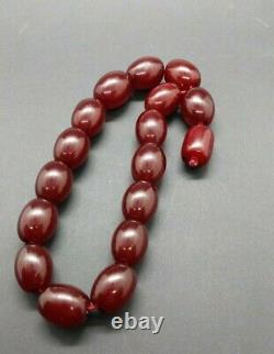 81.5 Grams Antique Faturan Cerise Ambre Bakélite Perles Rosaire Misbah Marbré