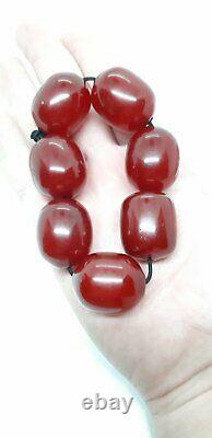 83.1 Grammes Antique Faturan Cherry Amber 7 Big Beads Veins/damari