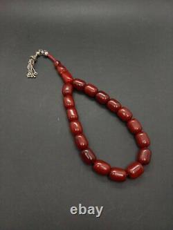 85 Grams Antique Faturan Cerise Ambre Maskot Rosary Perles De Prière Marbrées