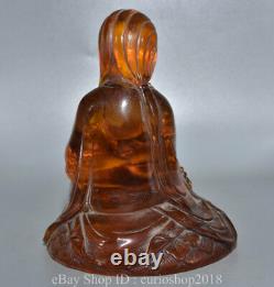 8.2 Chine Rouge Ambre Sculpté Bouddhisme Guanyin Kwan-yin Déesse Bouddha Statue