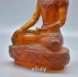 8.4 Vieille Chine Rouge Ambre Sculpté Amitayus Longévité Dieu Déesse Statue Sculpture