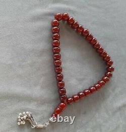 90 Grams Antique Faturan Cerise Bakélite Ambre Perles Rosaire Misbah Marbré