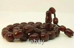 98.7 Grammes Antique Faturan Cherry Amber Prayer Rosary Perles Misbah Marbled