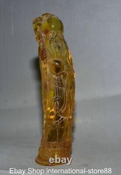 9.2 Rare Vieux Chinois Rouge Ambre Carving Feng Shui Longevity Star Immortel Statue