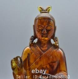 9.4 Ambre Rouge Chinoise Antique Sculpté Kwan-yin Guan Yin Déesse Statue Sculpture