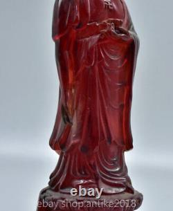 9.6 Chine Antique Ambre Rouge Sculpté Shakyamuni Amitabha Bouddha Statue Sculpture