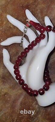 ANCIENNES VIEILLES perles de proies AMBRE Rouge cerise