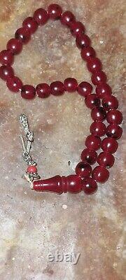ANCIENNES VIEILLES perles de proies AMBRE Rouge cerise