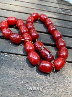 Ancienne Vieille Bakélite Faturan Cherry Amber Tesbih Misbaha Perles De Prière 99gr