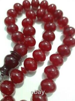 Antiqu Bakélite Cerise Ambre Couleur Prayer Tasbih Beads 49,5 Gram
