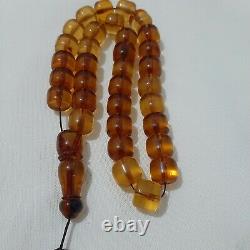 Antique Allemand Authentique Faturan Bakelite Cerise Ambre Perles De Prière 70 Gr