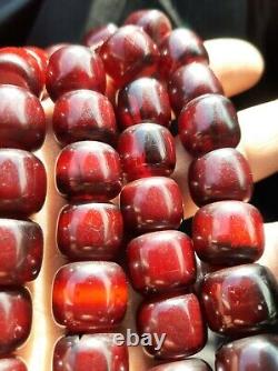 Antique Allemand Authentique Faturan Cerise Ambre Bakelite Perles De Prière 80 Gr