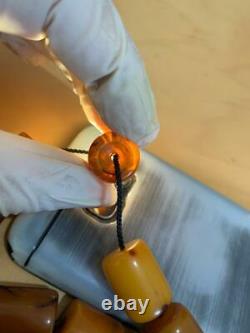 Antique Allemand Cherry Amber Vignes Damari Faturan Bakélite Grande Perles De Prière 245 G