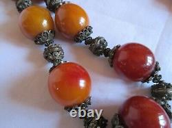 Antique Allemand Faturan Bakelite Damari Perles De Prière Collier 209,3g 34 Amber