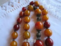 Antique Allemand Faturan Bakelite Damari Perles De Prière Collier 209,3g 34 Amber