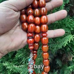 Antique Allemand Faturan Bakelite Veines Damari Perles De Prière Collier 124 Gramme