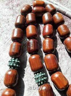 Antique Allemand Faturan Bakelite Veines Misky Collier Perles De Prière 160 Gra