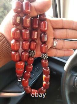Antique Allemand Faturan Bakelite Veines Misky Collier Perles De Prière 160 Gra