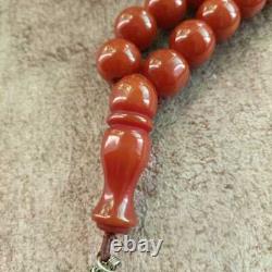 Antique Allemand Faturan Bakelite Veines Misky Damari Perles De Prière Collier 115 Gra