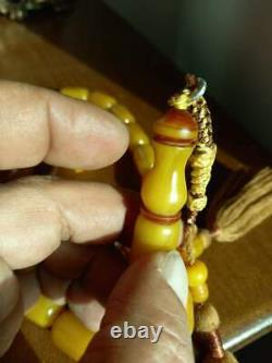 Antique Allemand Faturan Bakelite Veines Misky Damari Perles De Prière Collier 152 Gra