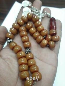 Antique Allemand Faturan Bakelite Veines Misky Damari Perles De Prière Collier 60 Gra