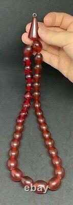 Antique Amber Bakelite Perles De Prière De Cerise Rosaire 1519 Rare Simichrom Test 106g