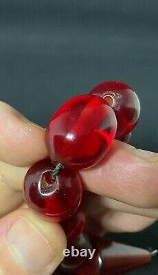 Antique Amber Bakelite Perles De Prière De Cerise Rosaire 1519 Rare Simichrom Test 106g