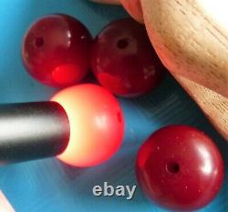 Antique Amber Red Cherry Bakelite Faturan Prayer Beads Ottoman Lot Perles