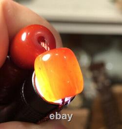 Antique Années 1930 Faturan Cherry Amber Bakelite Prière 18 Bead Mala Testé