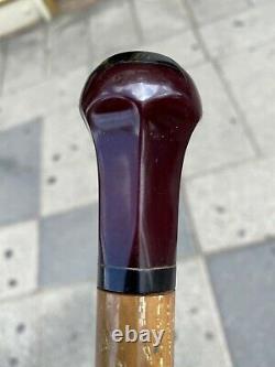 Antique Art Deco Cherry Amber Faturan Bakelite Parapluie Poignée 36 Gr