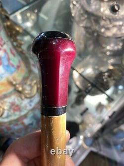 Antique Art Deco Cherry Amber Faturan Bakelite Parapluie Poignée 36 Gr