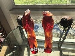 Antique C1800s Chinese Cherry Red Amber Figurines (oiseau Du Paradis)11 1/2