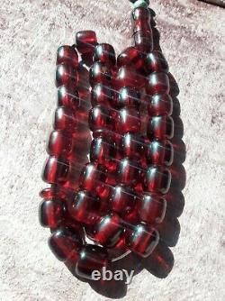 Antique Cerise Faturan Ambre Bakélite Perles De Prière 70 Gr
