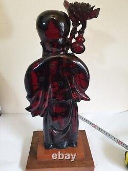 Antique Cerise Rouge Ambre Bakélite Faturan Grande Statue Figure Unique 1