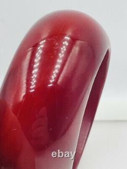 Antique Cerise Rouge Naturel Ambre Asymétrique Bracelet Bangle Énorme 124.8 Grams