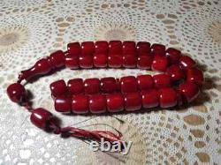 Antique Cherry Amber Bakélite Faturan Authentique Islamique Tesbih Perles De Prière 122gr